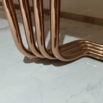 Teal Green Stone Console Table with Parallel Tubular Rose Gold Metal Base